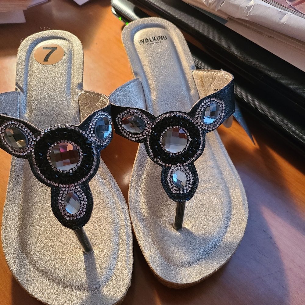 Black sandals with bling